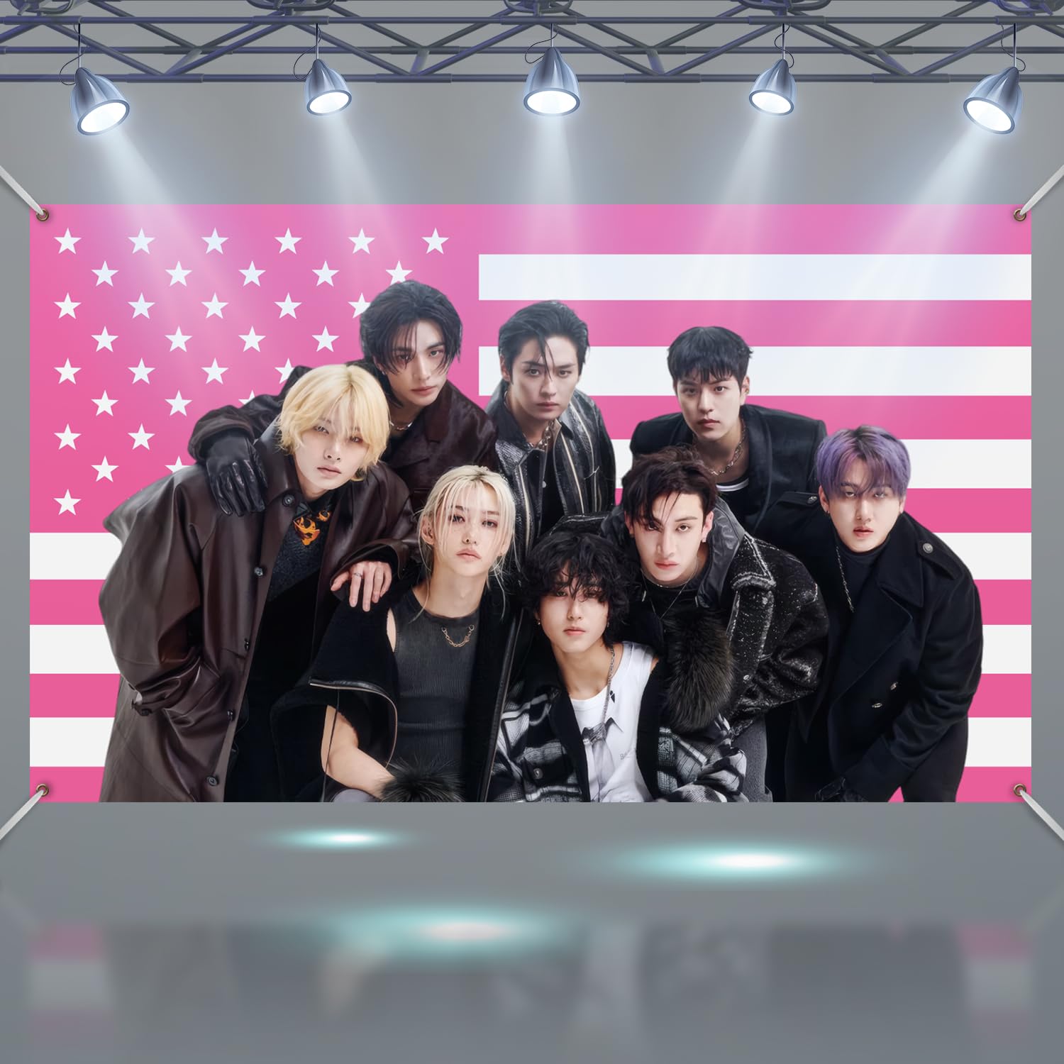 SereneSage Boy Band Flag 3x5Ft, HD Printing Tapestry Banner with Brass Grommets, Wall Hanging Tapestries Bedroom Living Room Aesthetic Decorative (Black)