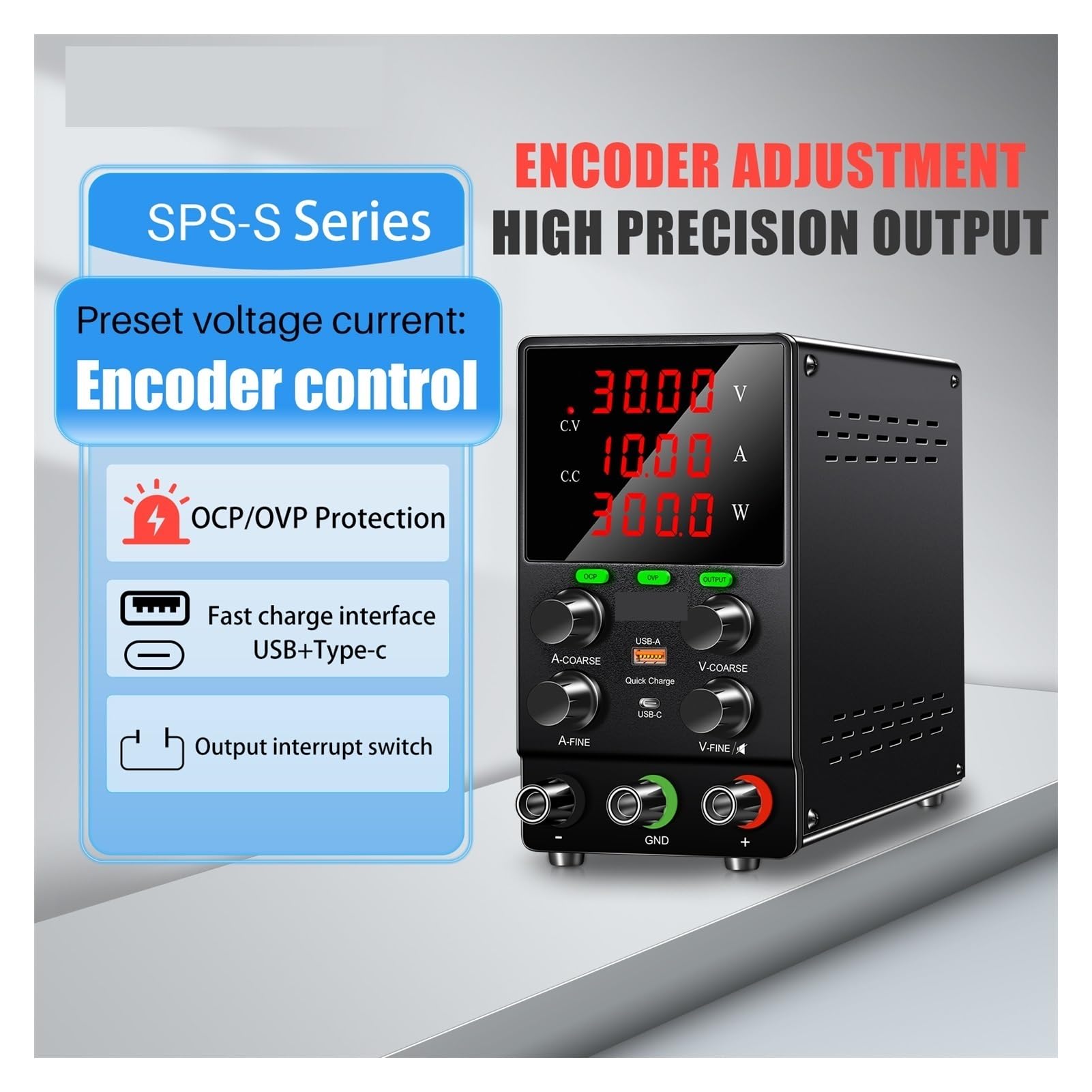 Fuente de alimentación variable, Fuente De Alimentación OVP OCP DC 30V 10A, Modelo Mejorado Con Interruptor SALIDA, 12V 24V 60V 120V, Regulador Corriente Voltaje Ajustable(OCP OVP 30V10A)