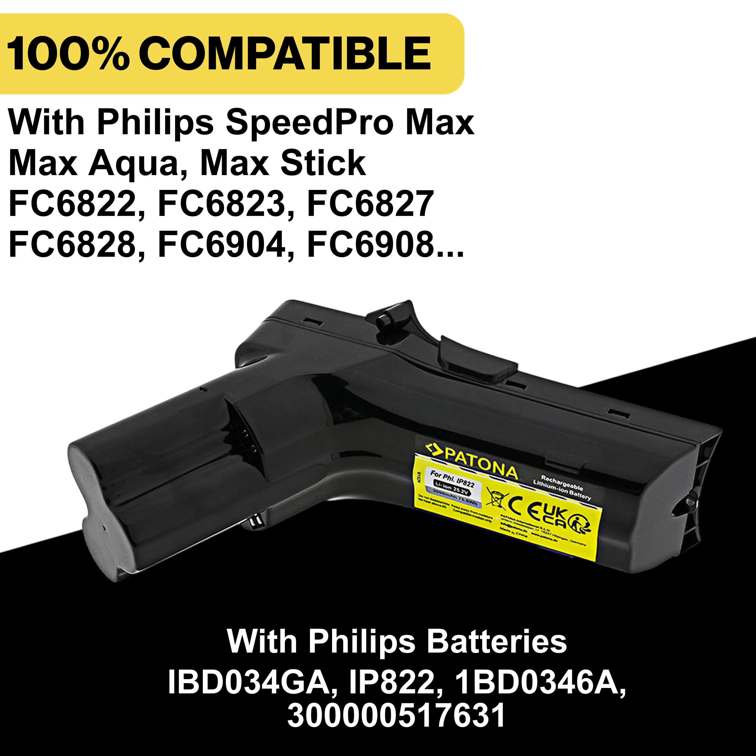 Ersatzakku Für Philips SpeedPro Staubsauger – 25.2V, 2600mAh, Kompatibel Mit Vielen SpeedPro Modellen (nicht Für 18V)
