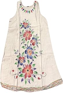 Mogul Interior Women's Tank Top White Floral Printed Bohemian Summer Fashion Blouse M