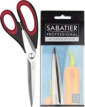 Sabatier Professional All Purpose Scissors   Heavy Duty 25cm Stainless Steel Utility Shears with Soft Grip Handles. Perfect for Fabric, Paper, Herbs, Vegetables & Household Tasks. Dishwasher Safe