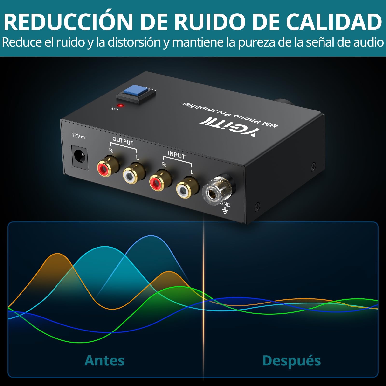 Preamplificador de Phono con Botón de Volumen, Mini Preamplificador de Giradiscos Ultracompacto para Tocadiscos MM con Salida 3.5mm/RCA y Alimentación DC 12V,Sonido de Alta Fidelidad