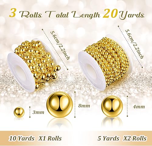 Miniatura 29 de Bonuci Guirnalda de perlas de 66 pies, cadena de cuentas artificiales para árbol de Navidad, guirnalda de perlas de imitación para manualidades