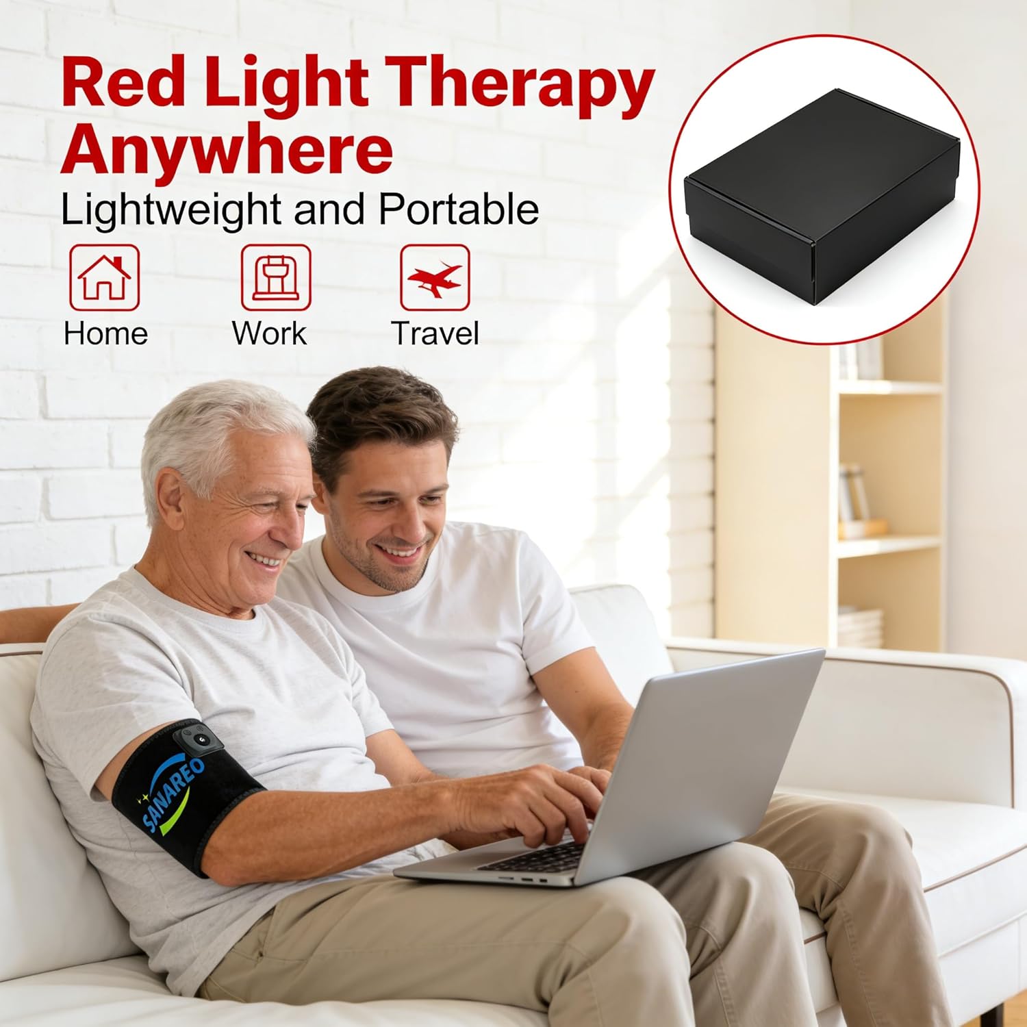 Red Light Therapy Belt, 2 in 1 LED Bead Infrared Light Therapy for Body, Wearable Wrap with Timer for Back Shoulder 660nm&850nm Infrared Light Device Home Use（Light Black）
