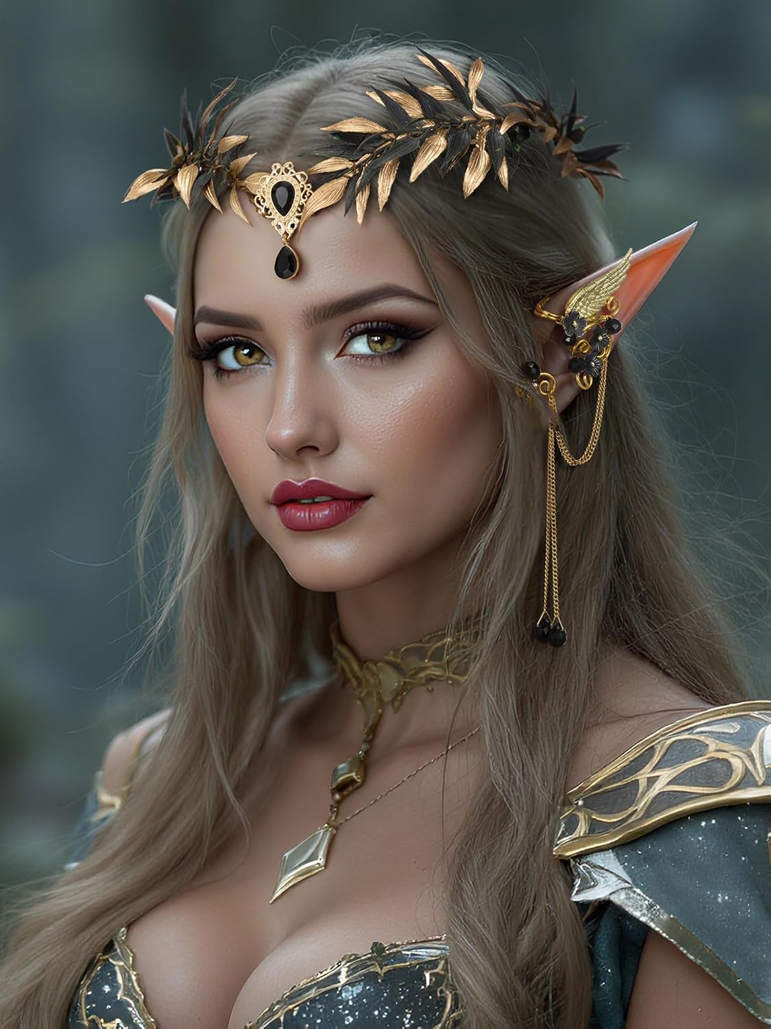 SWEETV Fairy Flower Leaf Crowns for Women Elven Princess Tiara Elf Headpiece for Cosplay Halloween Costume Photoshoot Wedding