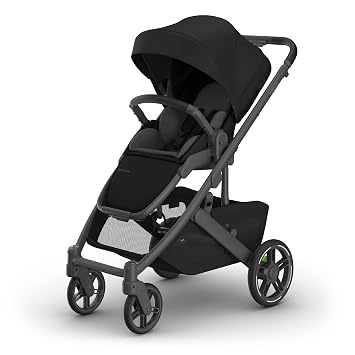UPPAbaby Cruz V3 Stroller - from Birth + Car Seat Compatible - Full-Size, Reversible Seat - Infant Insert, Bug and Rain Shields Included - James Black/Carbon Frame/Black Leather