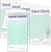 Vista 15 de FMP Brands Libros de Comprobantes de Huéspedes para Meseros, Papel de Blocs de Notas para Meseros, Total 250 Hojas (5 Blocs), Azul con Recibo