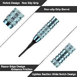 Turnart Darts Plastic Tip - Professional Soft Tip Darts Set for Electronic Dartboard 12 Pcs 18 Grams with 50 Extra Tips 24 Flights 2 Flight Protctors and Tool Kit Gift Darts (Blue)