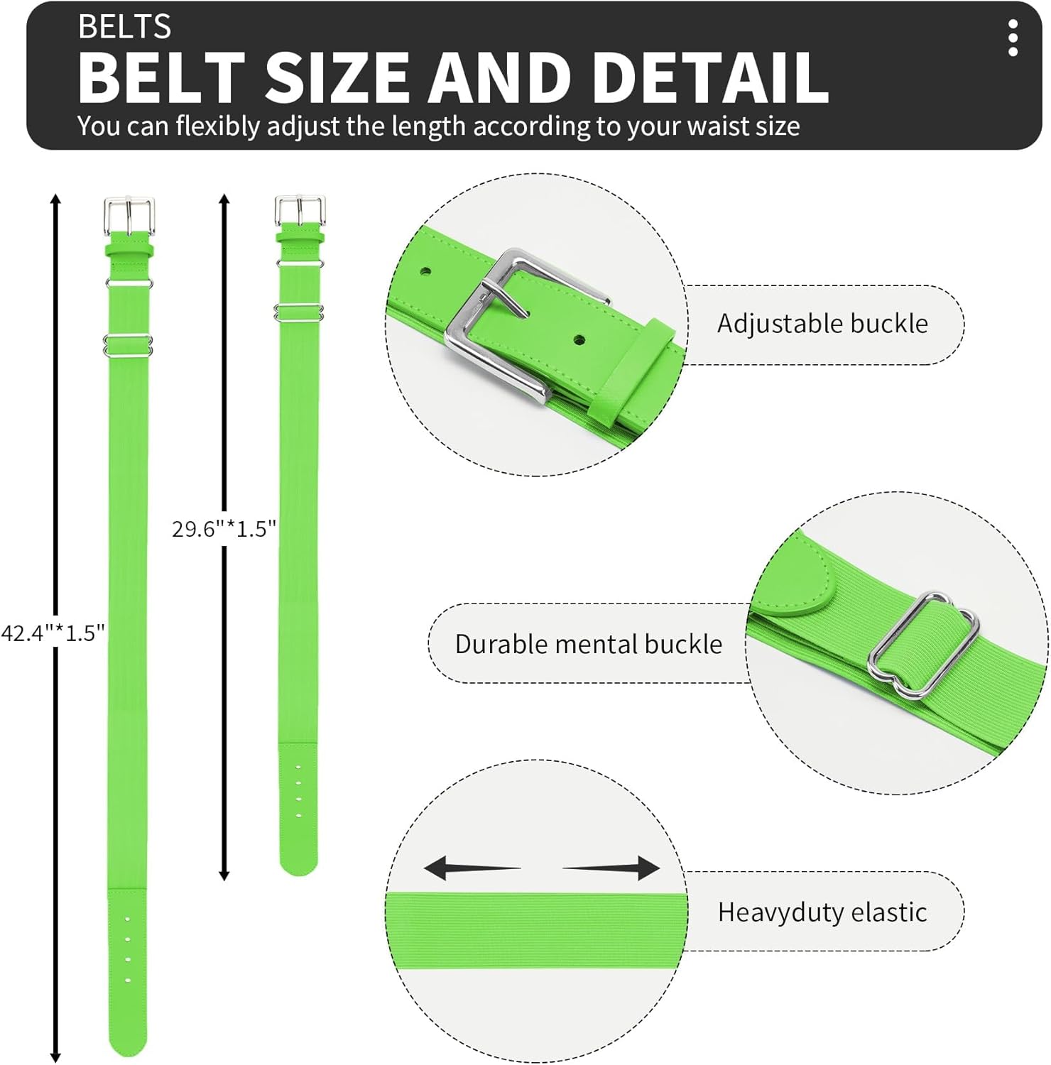 QBK 2-16Y Toddler Baseball Socks And Belt Youth Softball Tee Ball Combo Set for Boy Girl (2 Pairs of Socks & 1 Belt) - Image 5