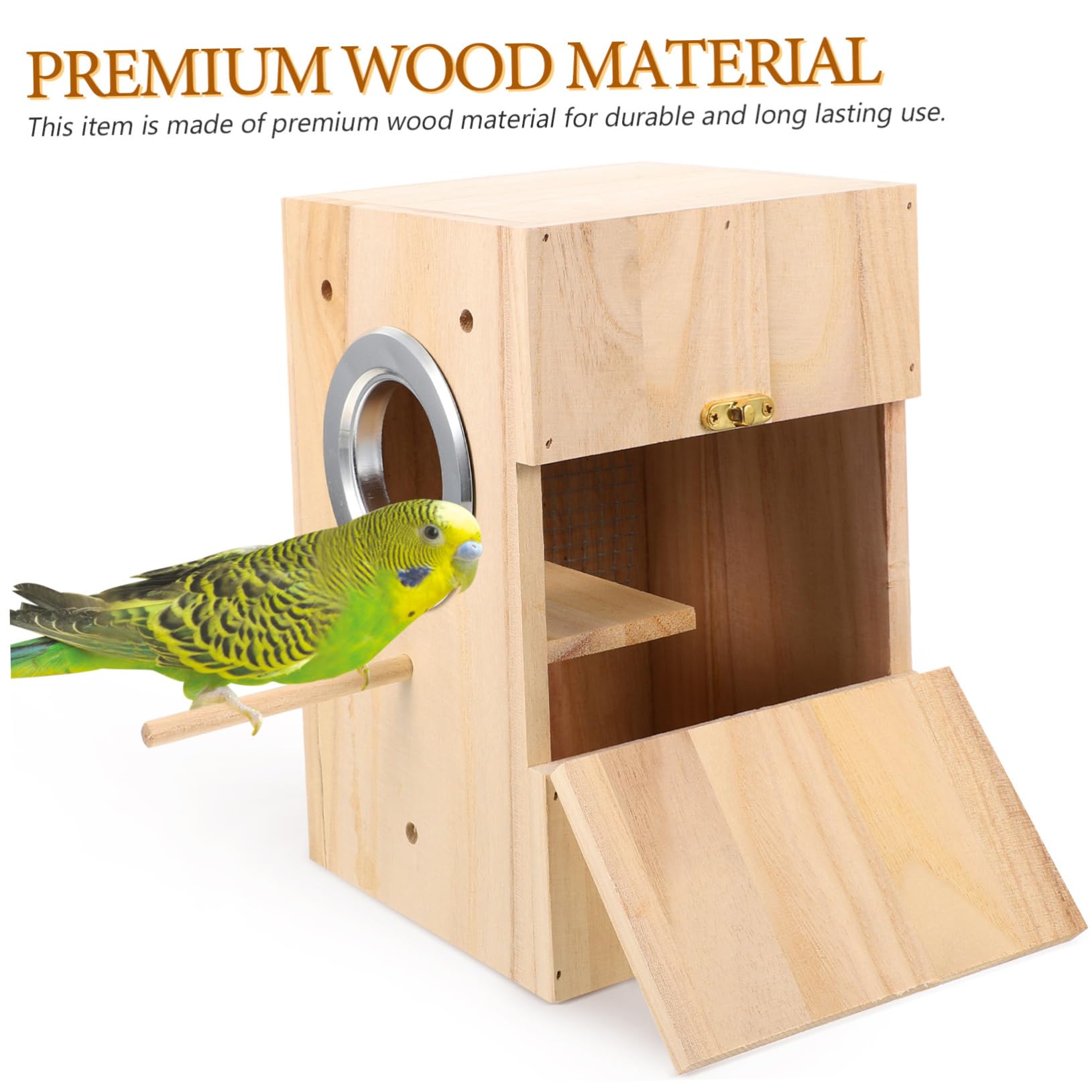 Hohopeti Nichoir à Oiseaux en Bois, Boîte de Reproduction Simple, Nid Confortable pour Canari et Alouette, pour Repos et Jeu,