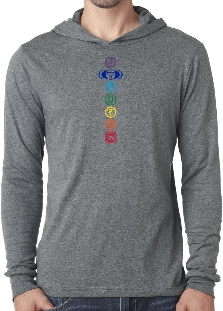Yoga Clothing For You Mens Colored Chakras Lightweight Hoodie Tee Shirt