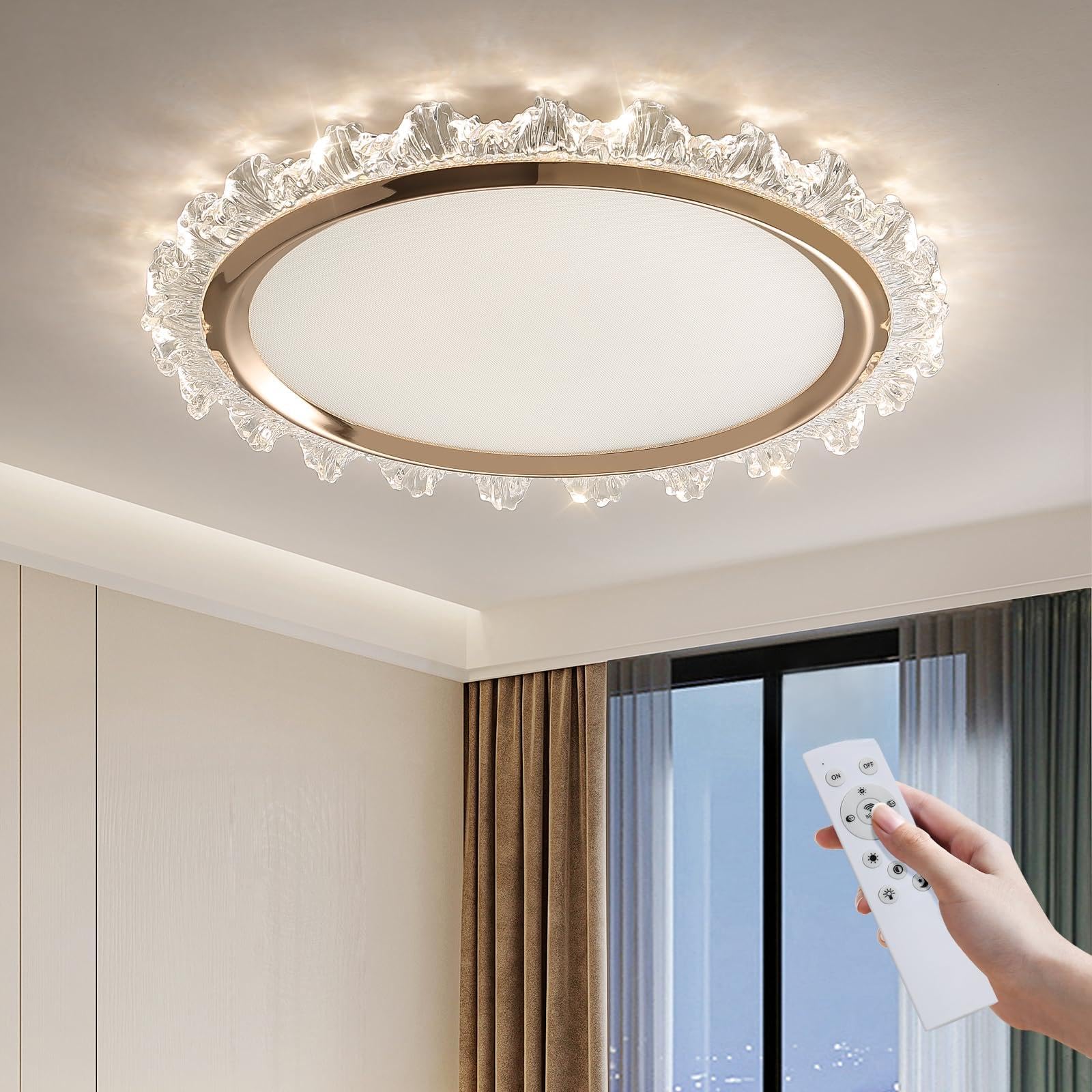 SHINELUX Led Ceiling Light, 3000K/4500K/6500K Dimmable Ceiling Light with Remote Control, 28W 2800LM Modern Flush Ceiling Light for Bathroom, Kitchen, Bedroom — image 1