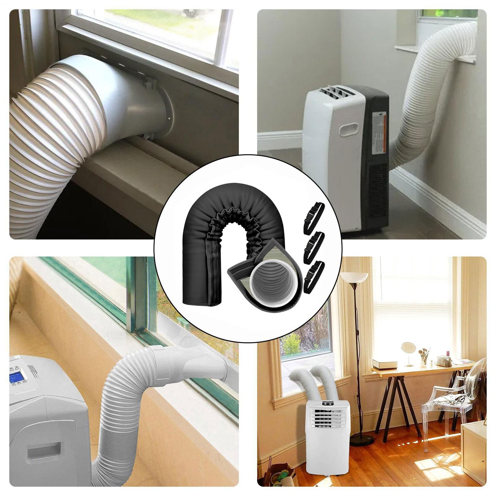 AC Sleeve, Hose Insulation, Energy-Saving Exhaust Cover with Zipper, Weather-Resistant Wrap, Heat-Blocking Tube Shield for Portable Air Conditioner, Indoor, Outdoor, Home, Window Vent Use