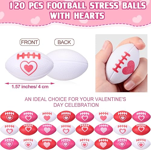 Miniatura 4 de Simgoing 120 bolas de fútbol para el día de San Valentín, bolas antiestrés de 2.13 pulgadas, pequeños juguetes de fútbol de espuma para niños, aula,