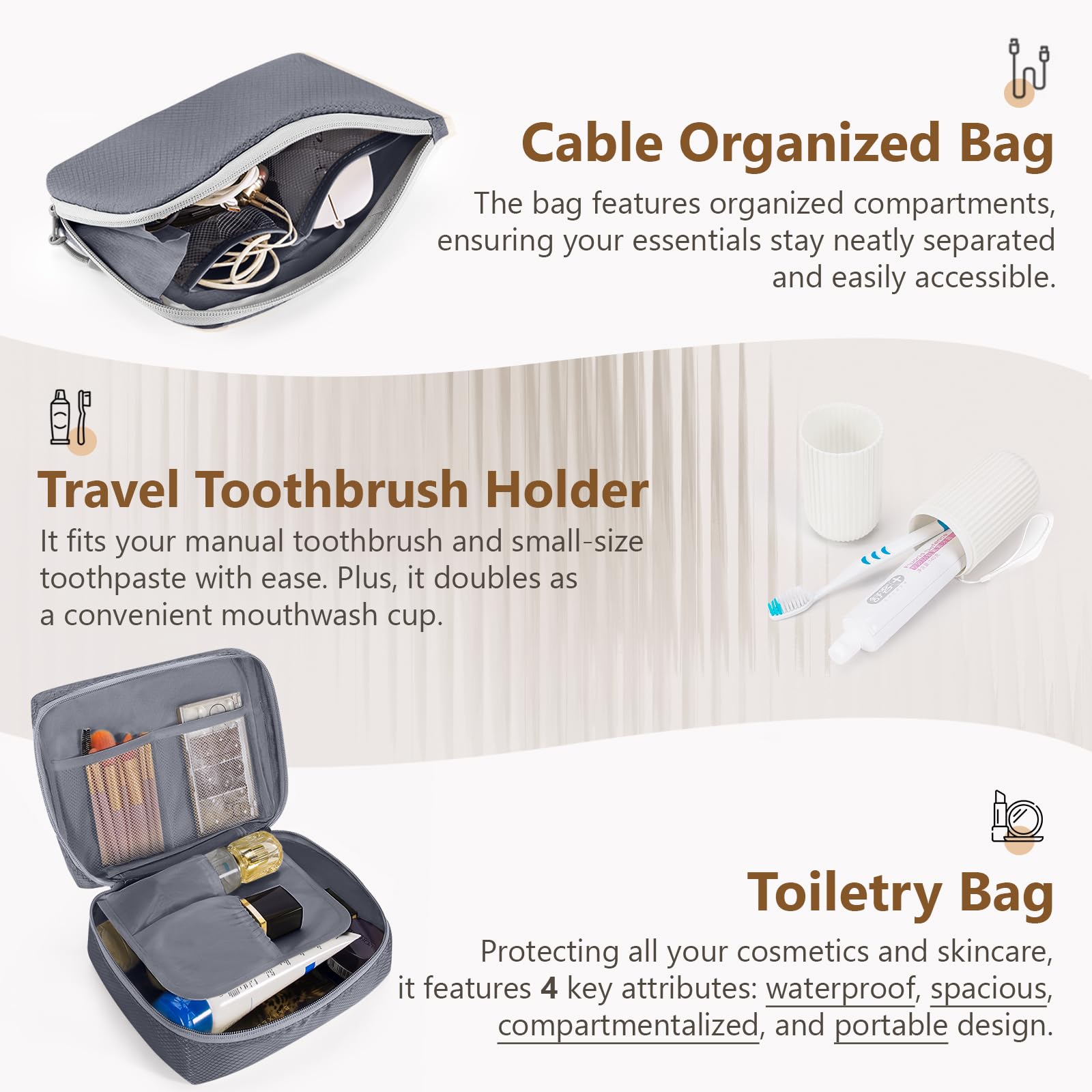 Set di 10 cubi per imballaggio a compressione, organizer per valigie, cubi da viaggio per valigie, organizer per bagagli, borse da imballaggio, accessori essenziali per le vacanze, grigio