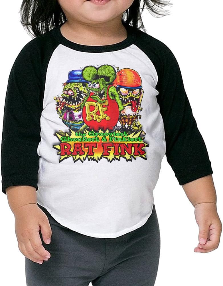 Gary Unisex 3/4 Sleeve Raglan Rat Fink T-Shirt Black