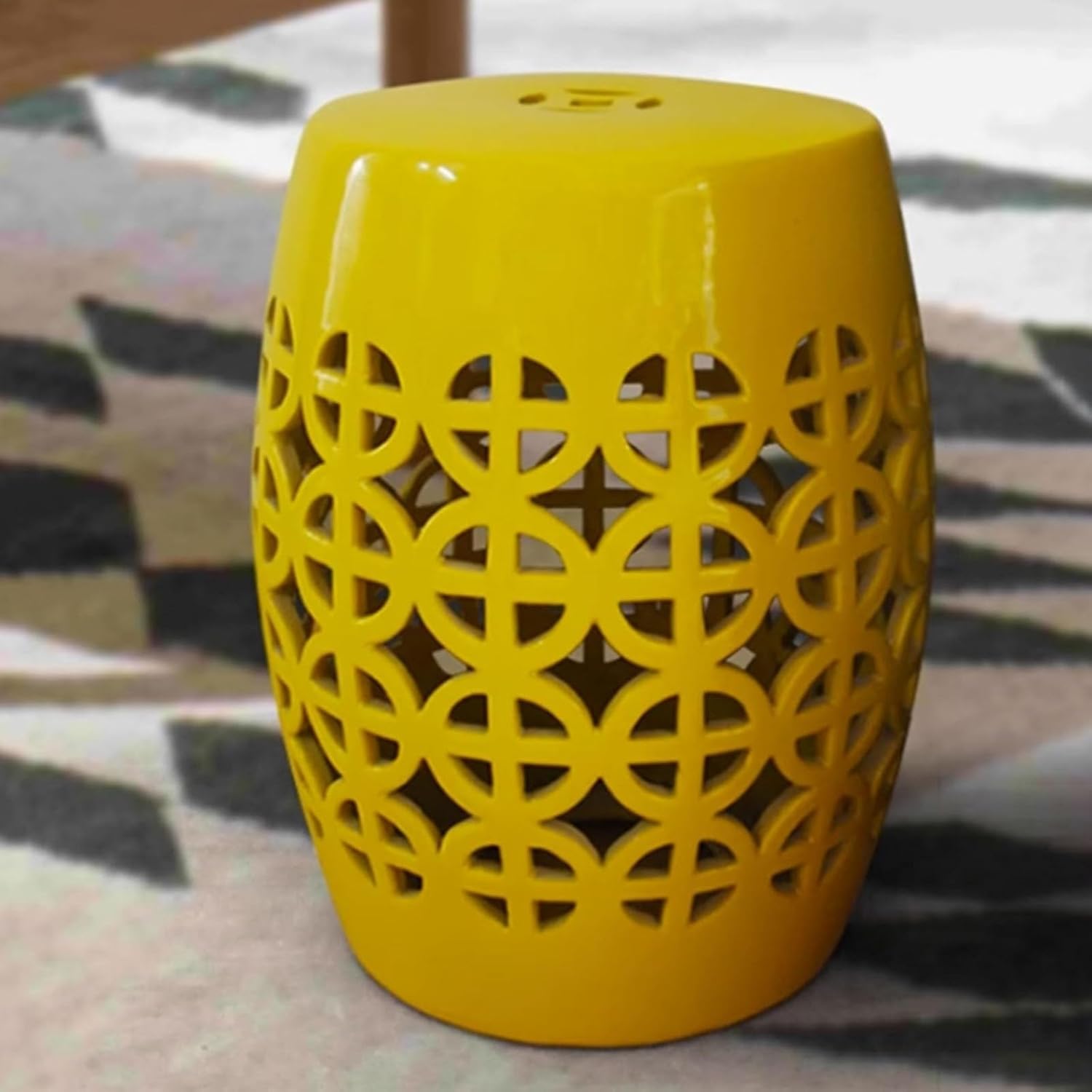 Ceramic Decorative Garden Stool, Ceramic Garden Stools, Outdoor Garden Stool for Patio, Deck, Backyard, Outdoor