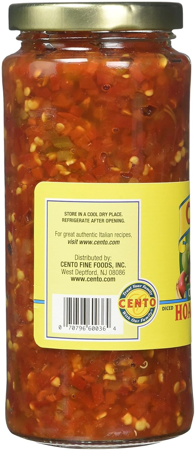 Cento Diced Hot Cherry Peppers, Hoagie Spread 12 Ounce (Pack of 6)