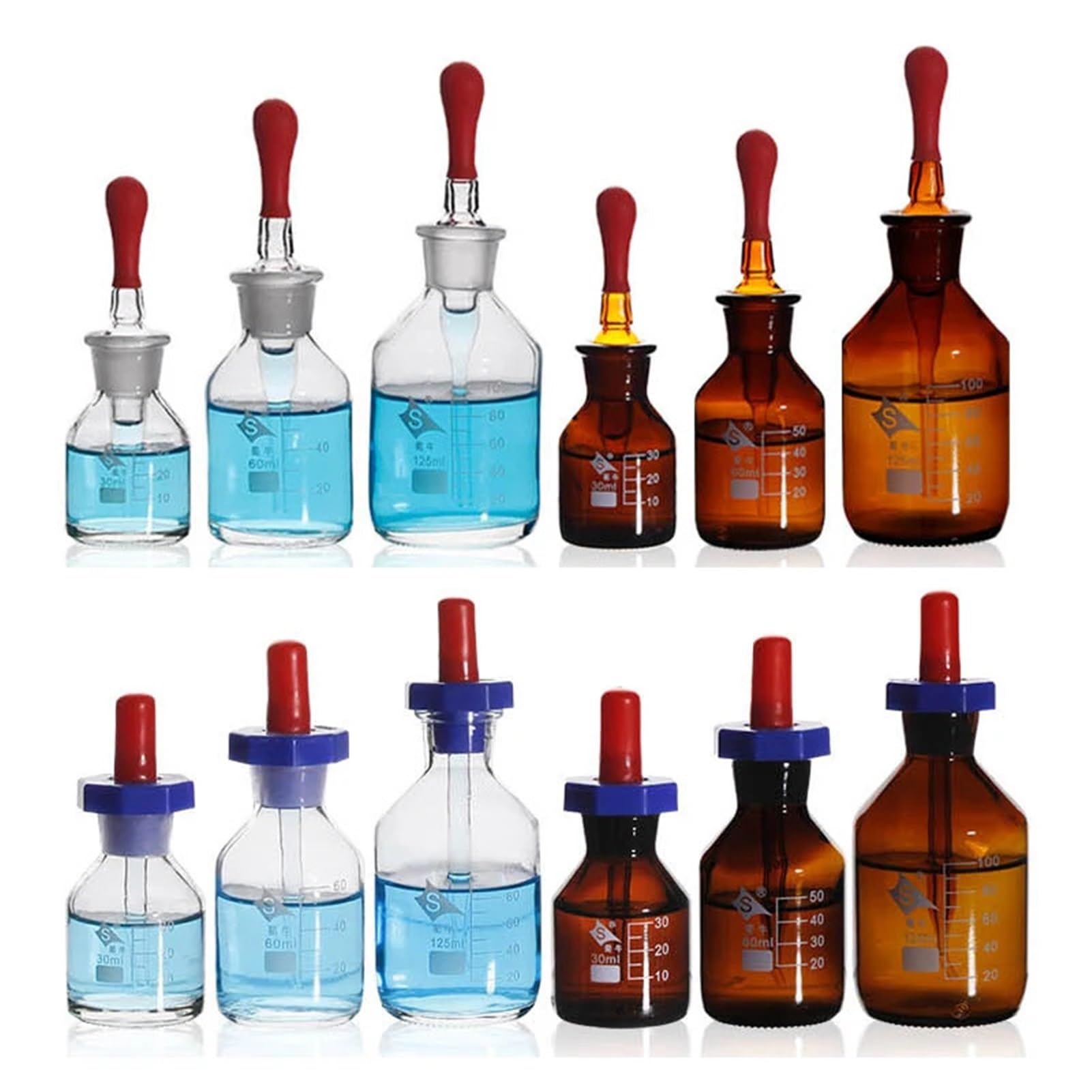 4 teile/los Transparent Britische Tropfflasche mit Skala Linie Tropfflasche Gropping Borosilikatglas Labor Drop(British 125ml)
