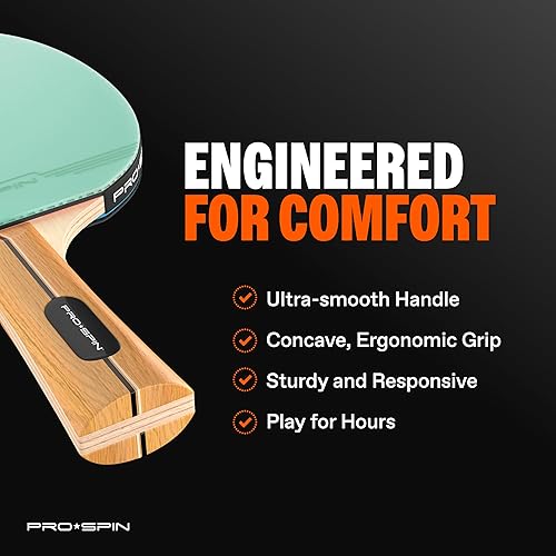 Miniatura 4 de PRO-SPIN Paletas de ping pong  Juego de alto rendimiento con raquetas de tenis de mesa premium, pelotas de ping pong de 3 estrellas, estuche de
