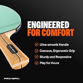 PRO-SPIN Ping Pong Paddles - High-Performance Set with Premium Table Tennis Rackets, 3-Star Ping Pong Balls, Compact Storage Case (2-Player Set, Mint/Green)