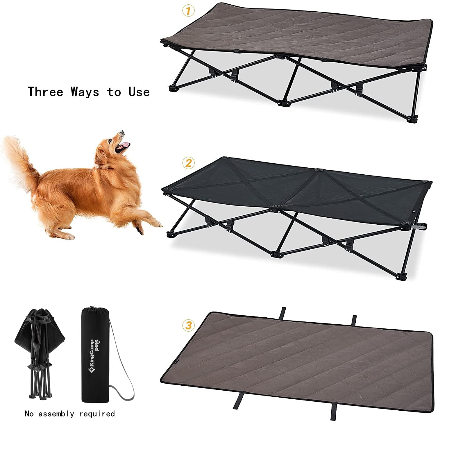 KingCamp Verhoogd hondenbed - Ademend mesh - Suède mat en antislip voeten - Voor reizen, tuin, outdoor, binnen - XXL KingCamp Verhoogd hondenbed - Ademend mesh - Suède mat en antislip voeten - Voor reizen, tuin, outdoor, binnen - XXL