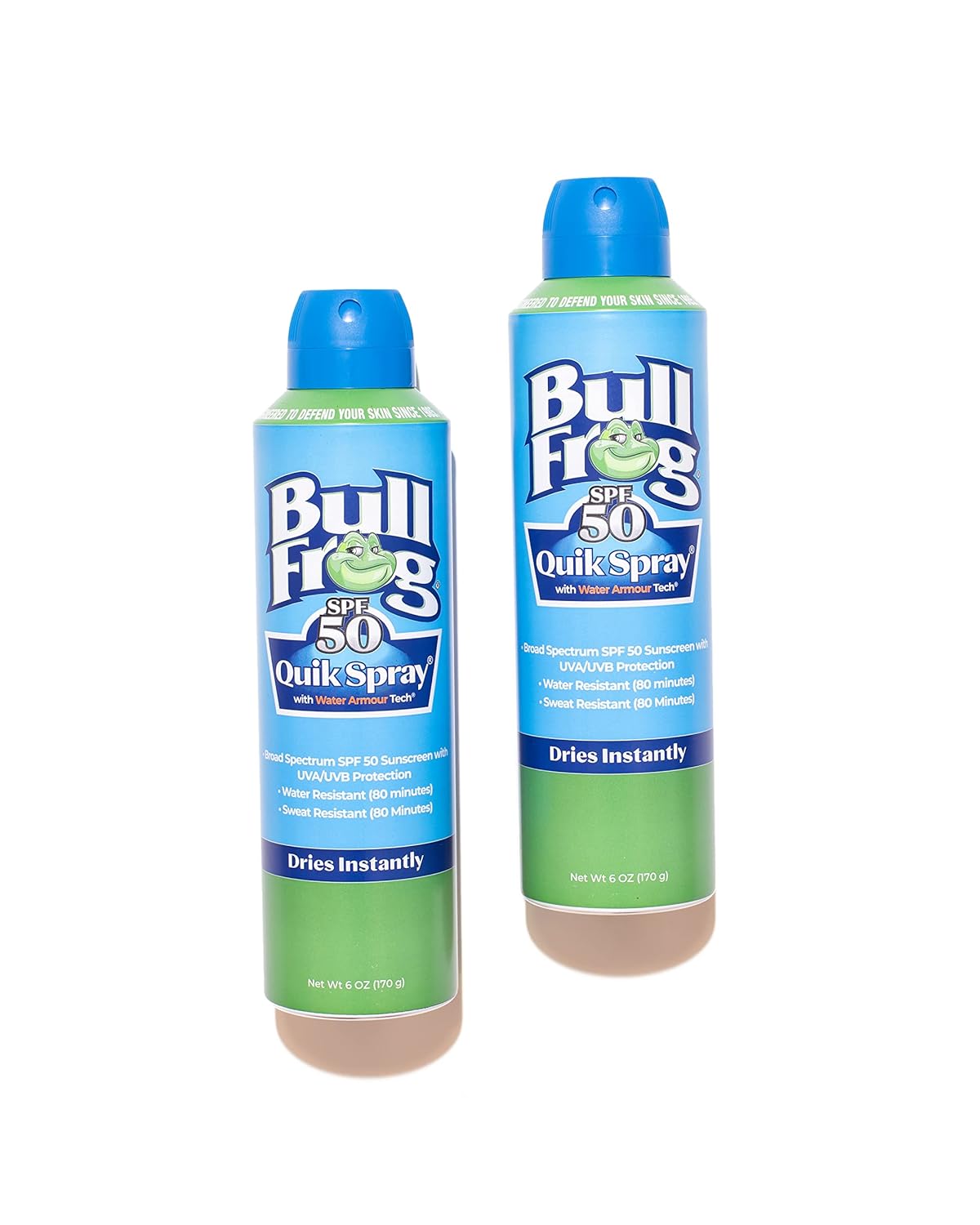 Bullfrog Quik Spray Sunscreen SPF 50 | Oxybenzone & Octinoxate Free | Broad Spectrum Moisturizing UVA/UVB, 2 pack
