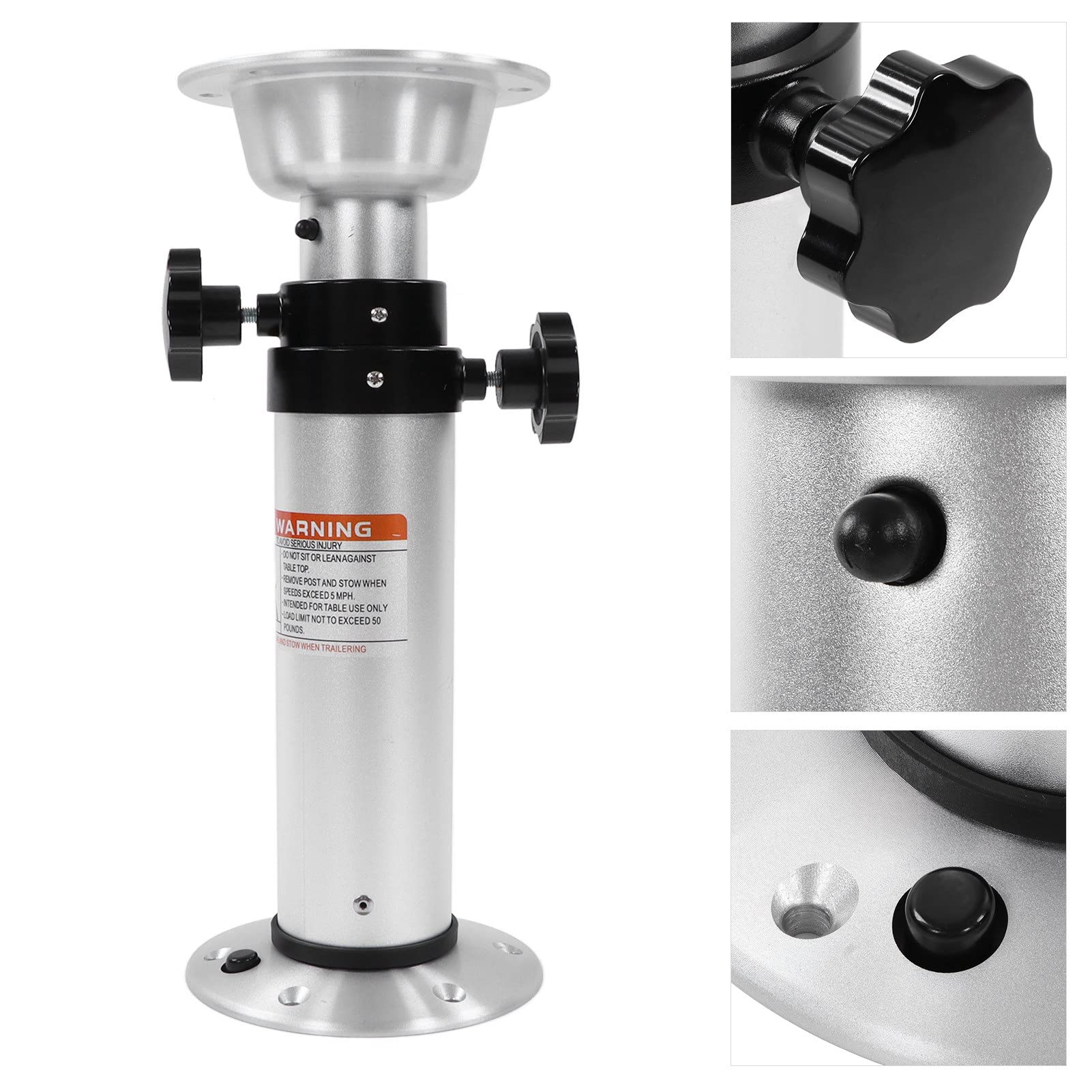 KIMISS Piedistallo Tavolo Regolabile, Gamba Tavolo Rimovibile 430‑745mm Altezza Regolabile 3 Sezioni Lega di Alluminio per Camper Caravan Camper