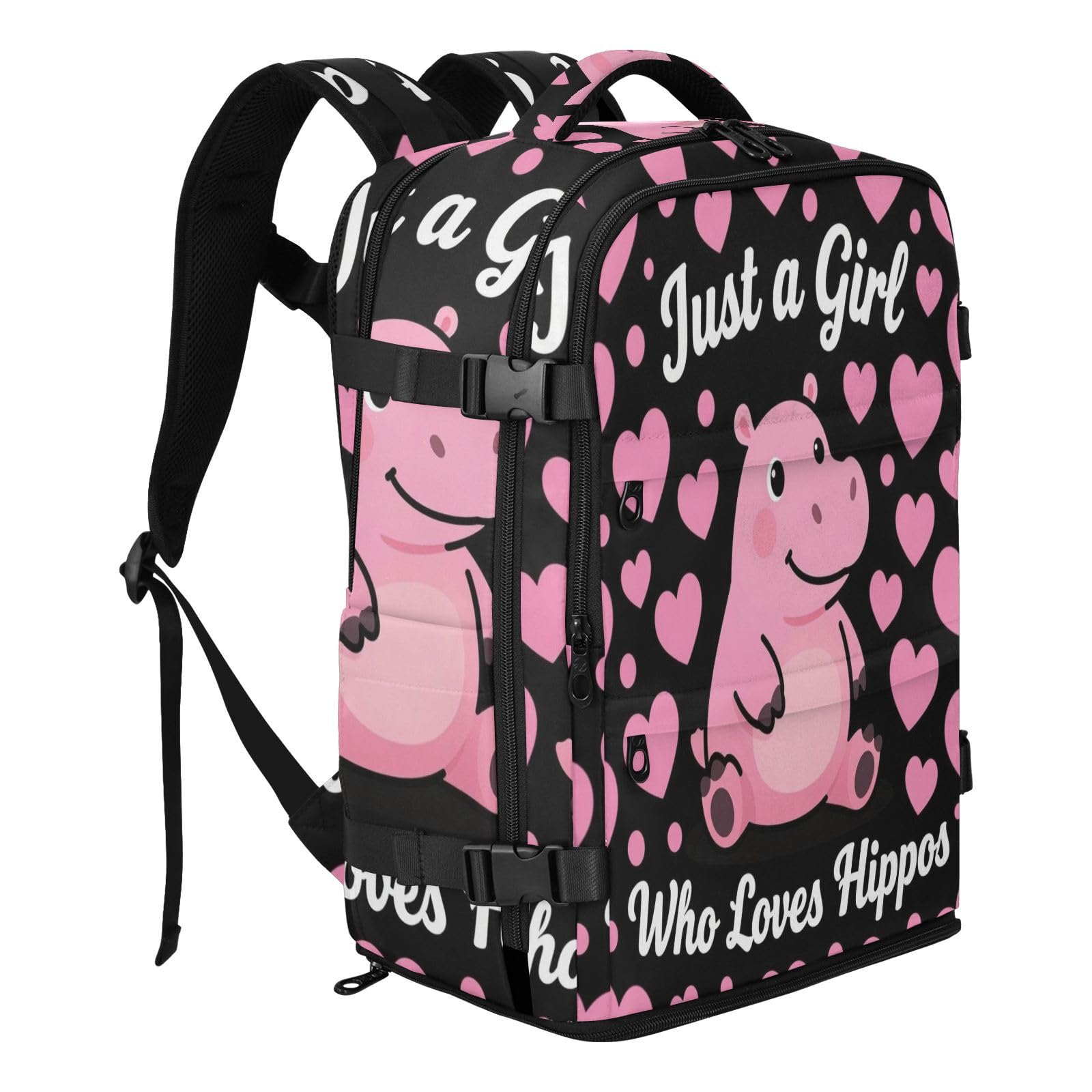 Plecak Torba na laptopa 15-calowa torba na laptopa dla kobiet podróżna 20 l | Wodoodporna lekka torba robocza Just A Girl Who Loves Hippos Women 15-calowa torba na laptopa do samolotów mochila de