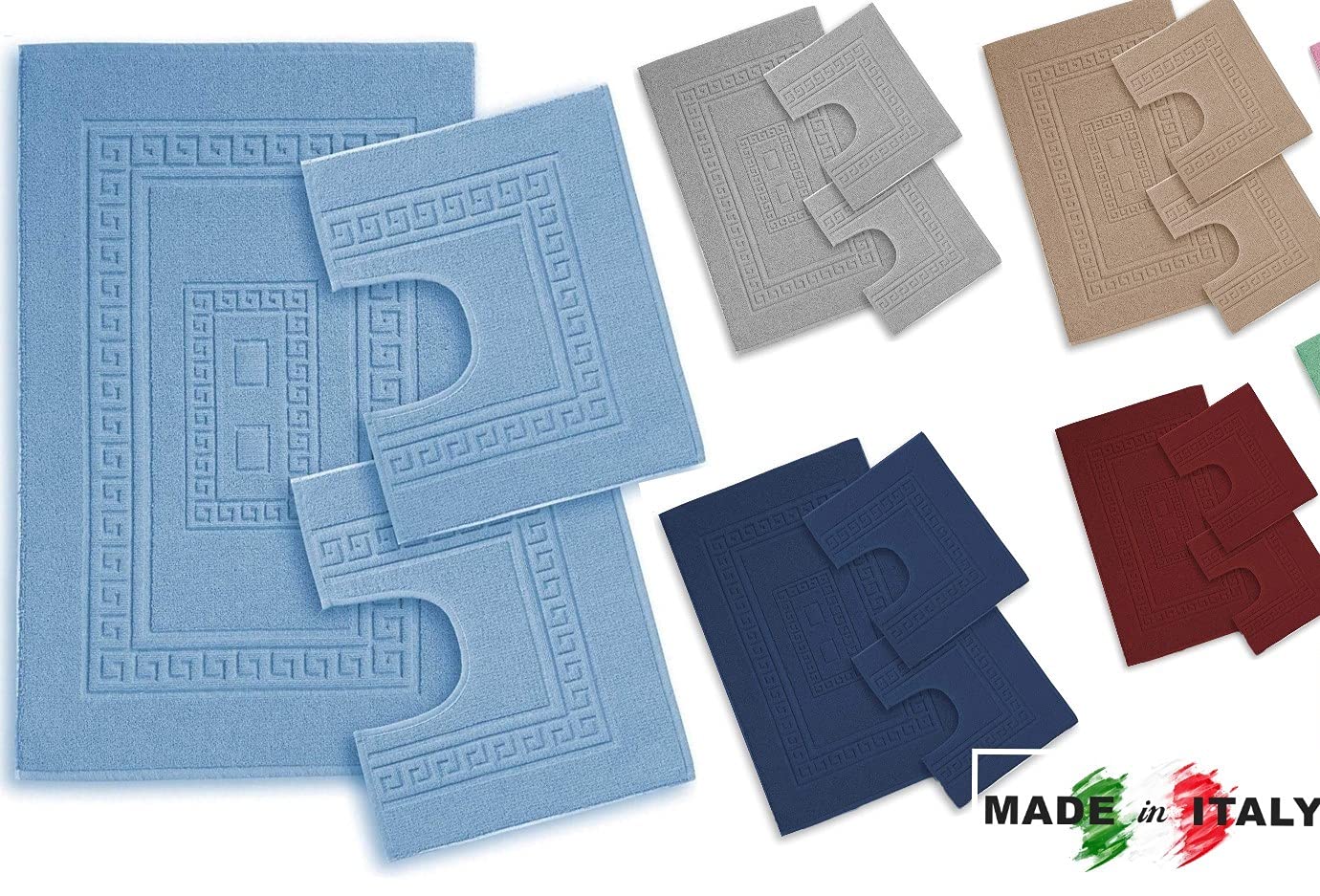 EmporioHome Badematte Badteppiche, Teppich für Badezimmer, rechteckig, aus Baumwolle, hohe Qualität, hergestellt in Italien (hellblau)