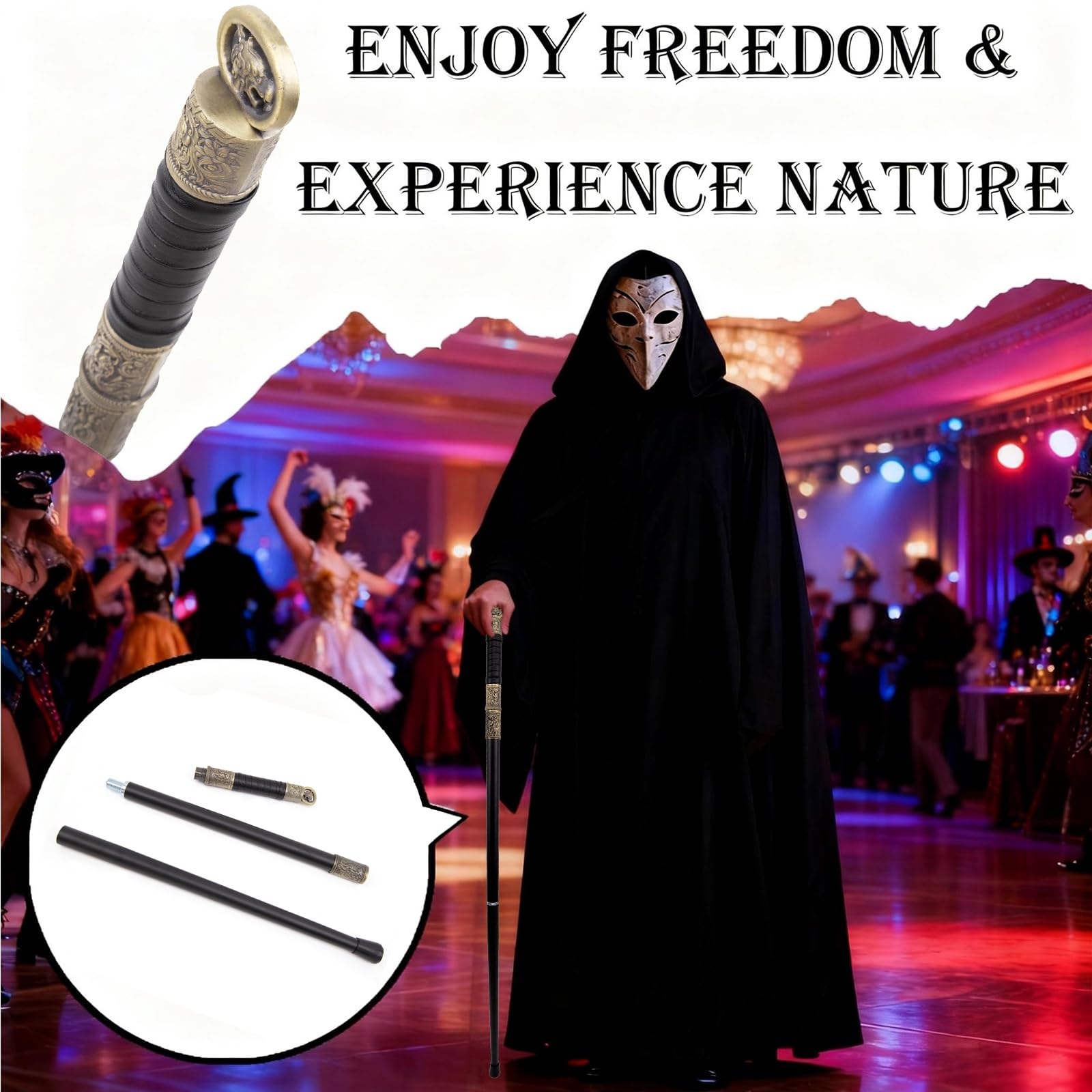 Dreiteiliger Trekkingstock Aus Aluminiumlegierung mit Geradem Griff – Leichter, Zusammenklappbarer Wanderstock für Männer und Frauen