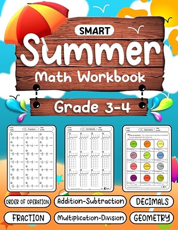 Smart Summer Math Workbook grade 3-4: 100 day of Math - Math workbook ...