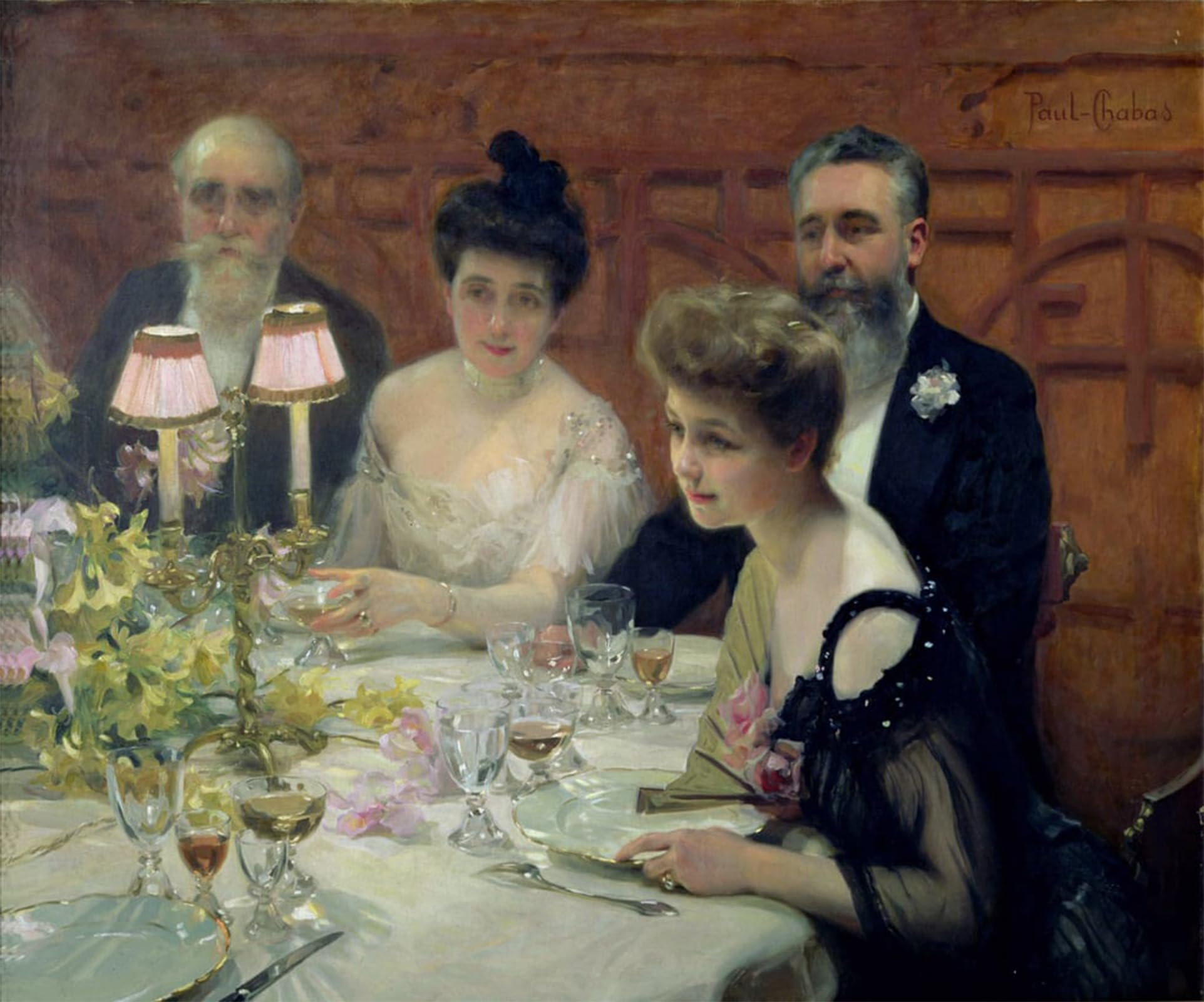 ARTXLXXBN Famous Painting Canvas Artwork Graffiti Print the Corner of the Table by Paul Emile Chabas Portrait Canvas Image for Home Decor 60x90cm