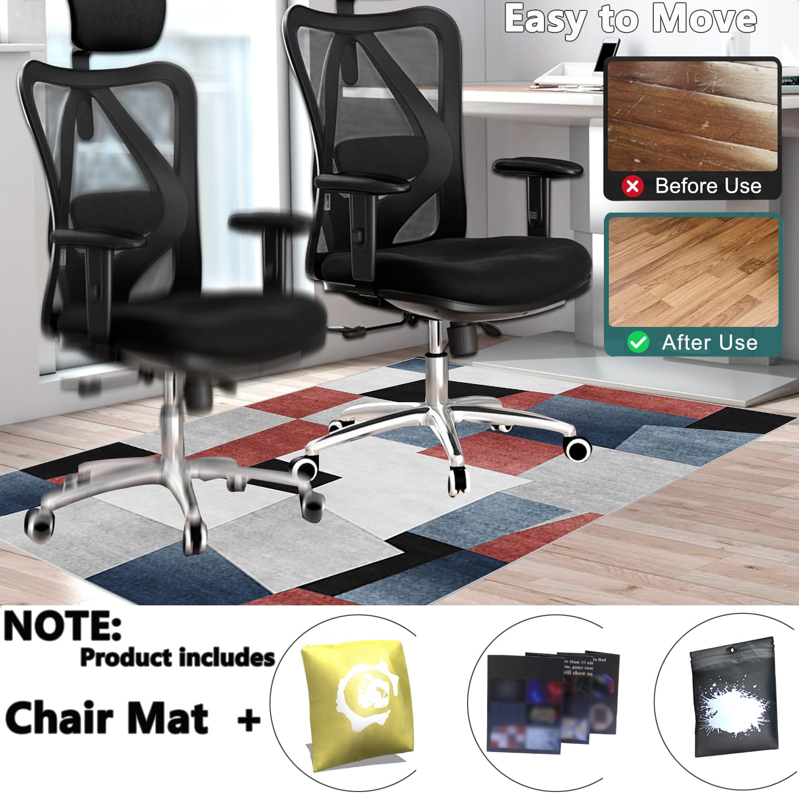 Alfombrilla para Silla de Gaming Oficina Protector de Suelo Alfombra Silla de Ordenador Antideslizante Silla Ruedas Alfombra Suelo Alfombra Silla Escritorio para Suelos Duros Laminado 120 x 160 cm