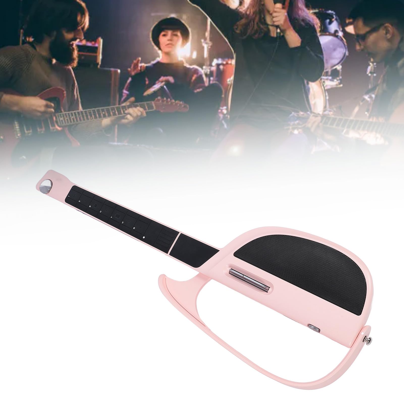 Chitarra Senza Corde, Chitarra Elettrica Acustica Senza Corde Innovativa, Chitarra da Viaggio Pieghevole Portatile C1, per Principianti, Adulti, Appassionati (Rosa)