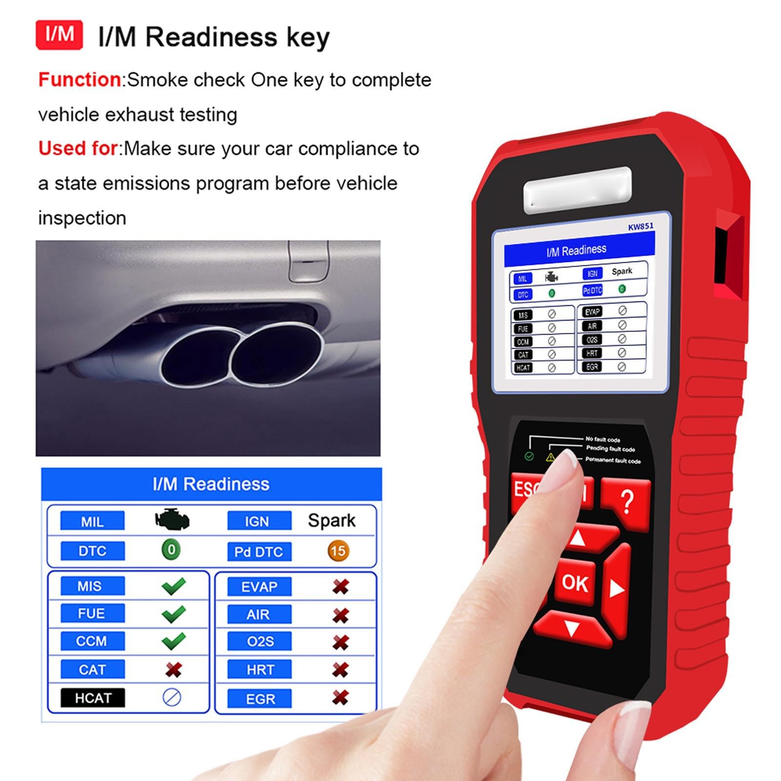 Luocute Auto-OBD-Scanner, Fehlercodeleser für Automotoren mit One-Click-I/M-Bereitschaftsprüfung, für Alle Fahrzeuge mit OBD2-Protokoll ab 1996, Win XP Bis 10