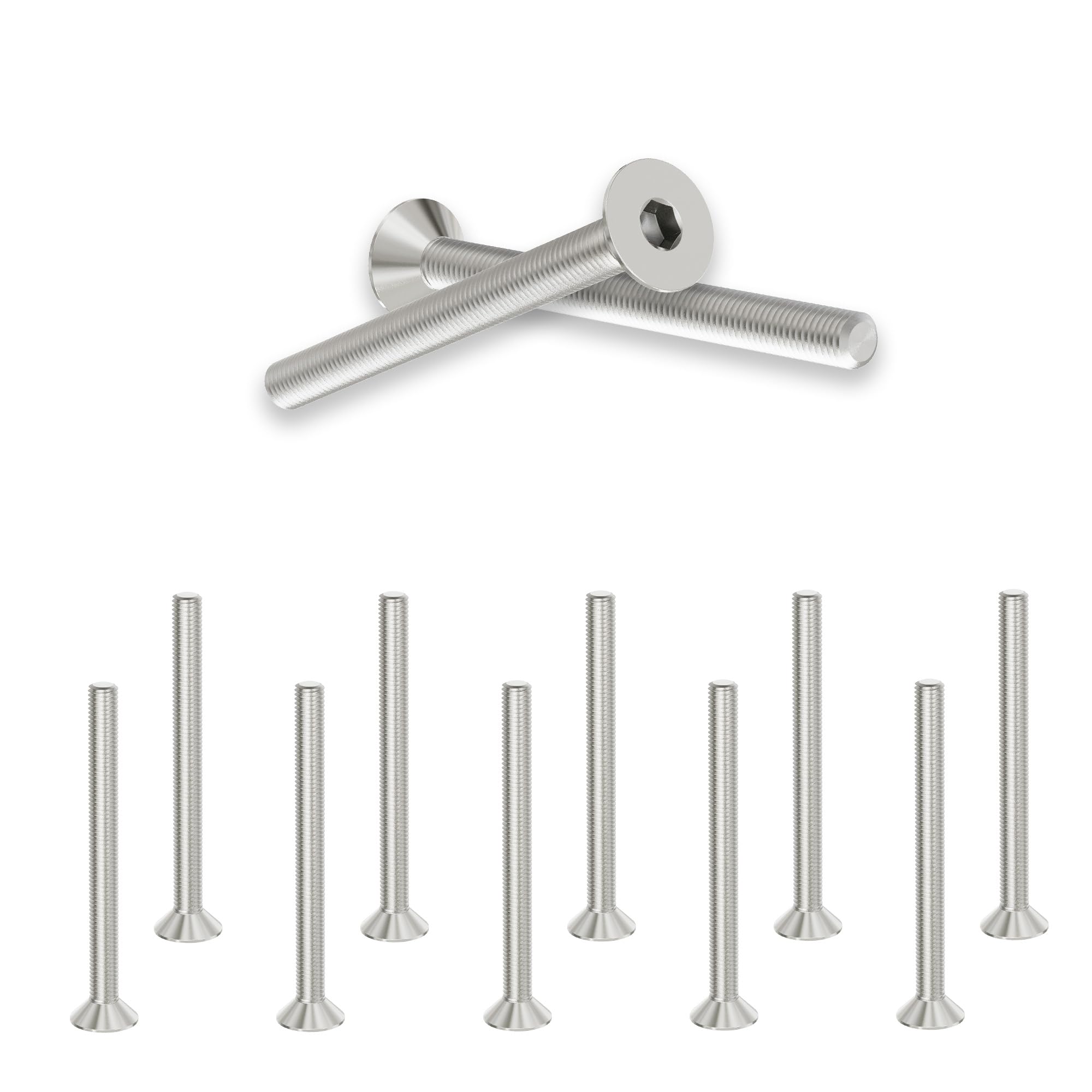 Skweawert 30 Pcs M3x30mm Flat Head Socket Cap Screws,Allen Hex Drive Type, 304 Stainless Steel countersunk Bolt, Full Threaded