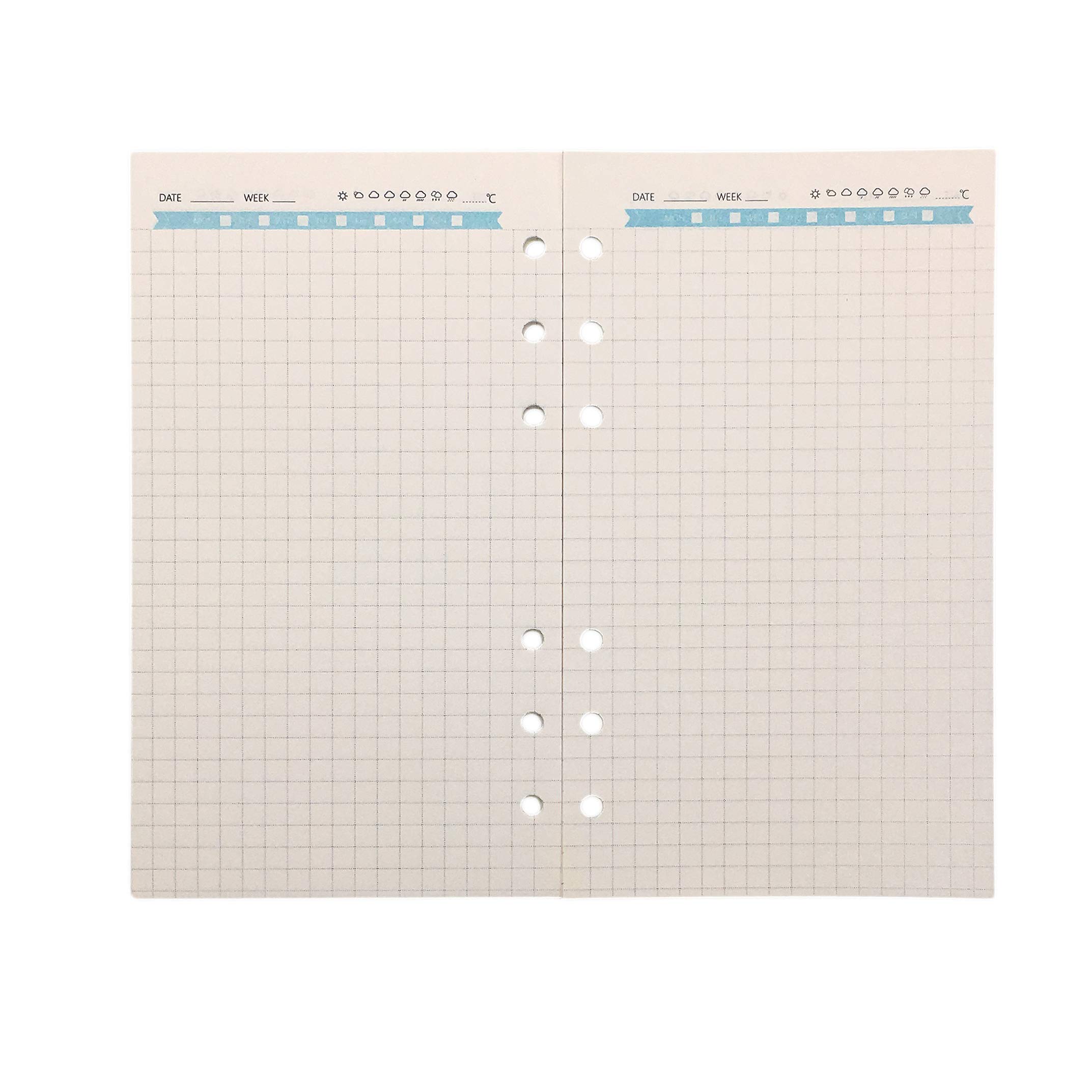 Zelten Refills/Loose Leaves for A6 Cover Ring Binder/Personal Organiser/Planner(A6 6 Holes, Grid Graph Blue) - Image 2