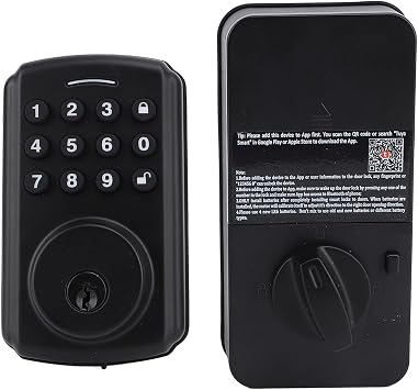 Codes Key APP Control IP54 Door Keypad Lock, Keyless Entry Door Lock, Multifunctional Home Security Lock Electronic Keyless Entry Lock for Apartment Short Term Rental Front Door