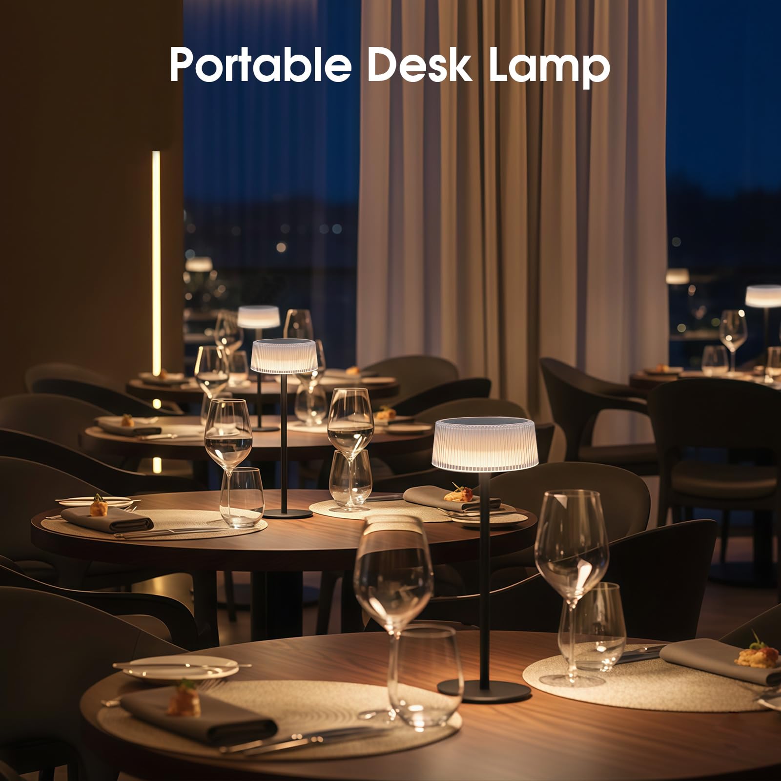 Lámpara de Mesa LED Inalámbrica 2 Piezas, Lamparas de Mesa Recargable con Batería 4000 mAh, Solar y USB-C, Regulable Táctil 3 Temperaturas, IP65 Lámpara Solar Exterior Terraza Jardín Dormitorio