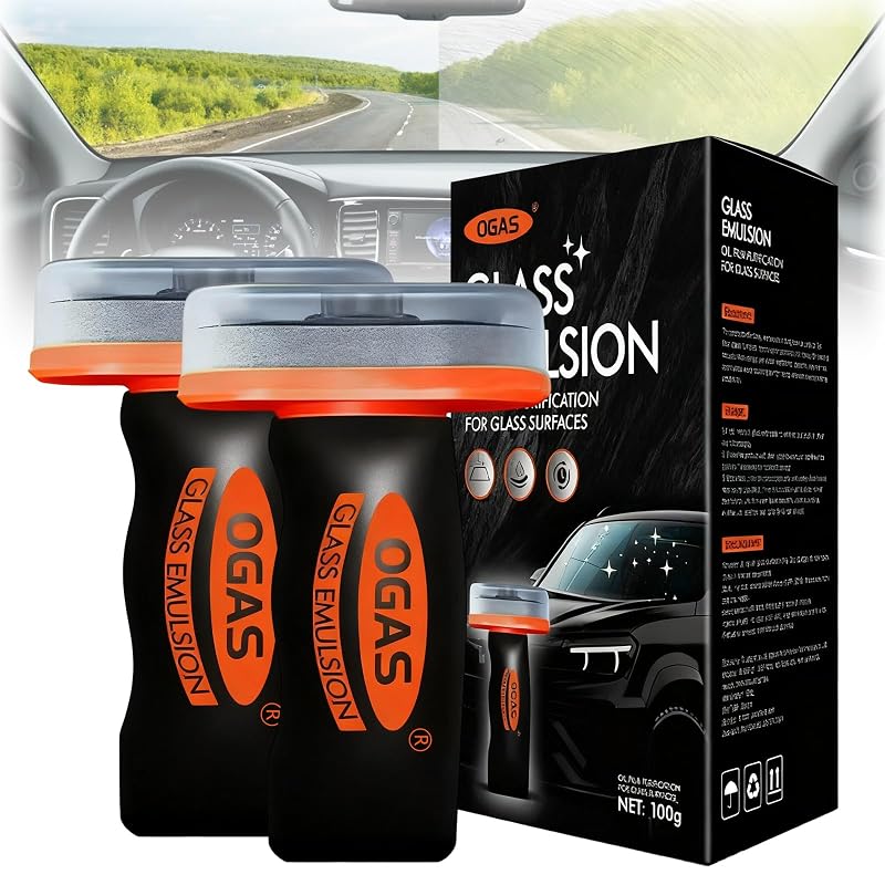 Flaurix Limpador de Vidros Automotivos em Gel com Escova Integrada e Removedor de Filme Oleoso, 100 mL