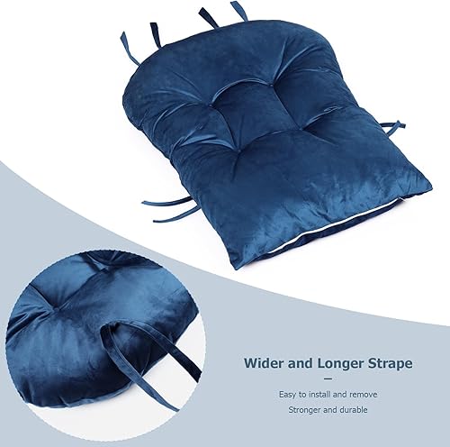 Miniatura 4 de Juego de 5 cojines de repuesto de terciopelo suave grueso con cojín otomano y bolsillos de almacenamiento para guardería, mecedora de madera, color