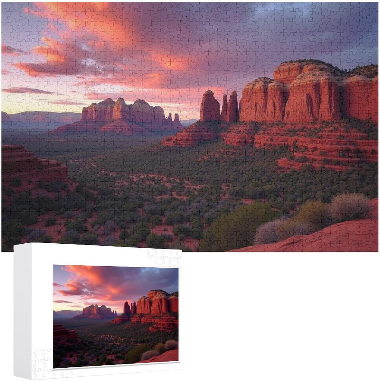 Wooden Puzzle - Cathedral Rock Sedona Jigsaw Puzzles，Wooden Puzzles for Adults 1000 Pieces Unique Gifts for Wall Art，Challenge Puzzles，Educational Games，Family Puzzles