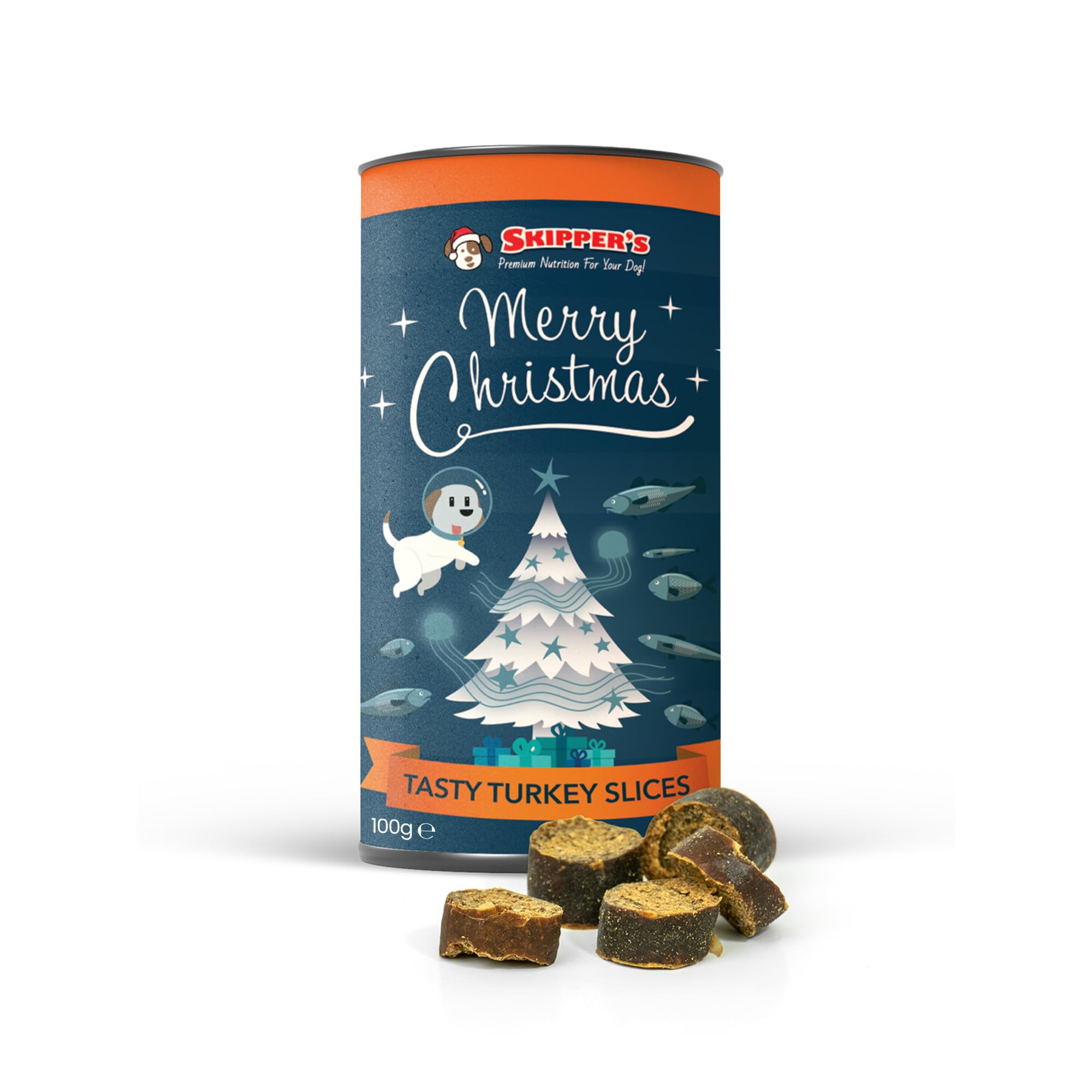 SKIPPER'S Christmas Tasty Turkey Slices, Contains Fish Turkey Slices, Grain & Cereal Free, Source of Omega 3 Oil