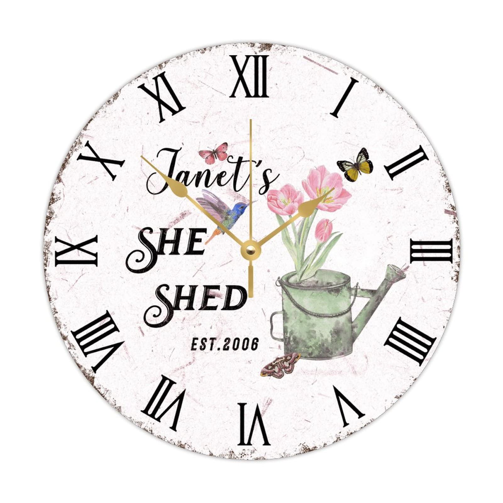 Horloge personnalisée ronde en bois sans fil à piles murale 38cm