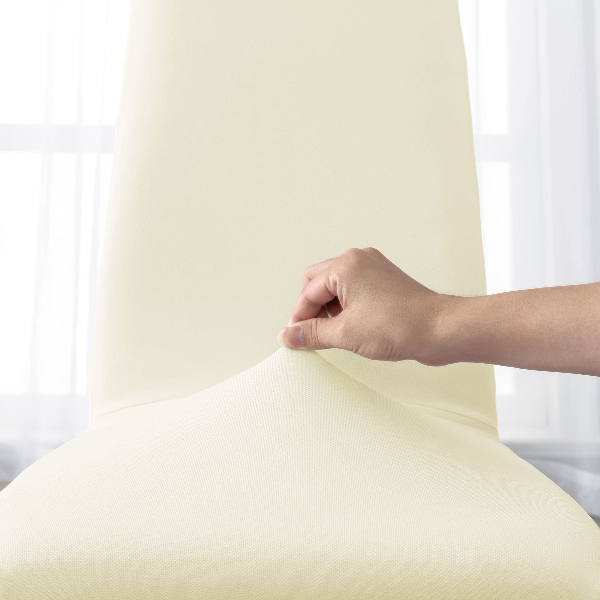 Coprisedie con Schienale 6 Pezzi Elasticizzati, Impermeabili, Misura Universale, Coprisedia Soggiorno Cucina Moderna Lavabile Estraibile - Bianco Crema