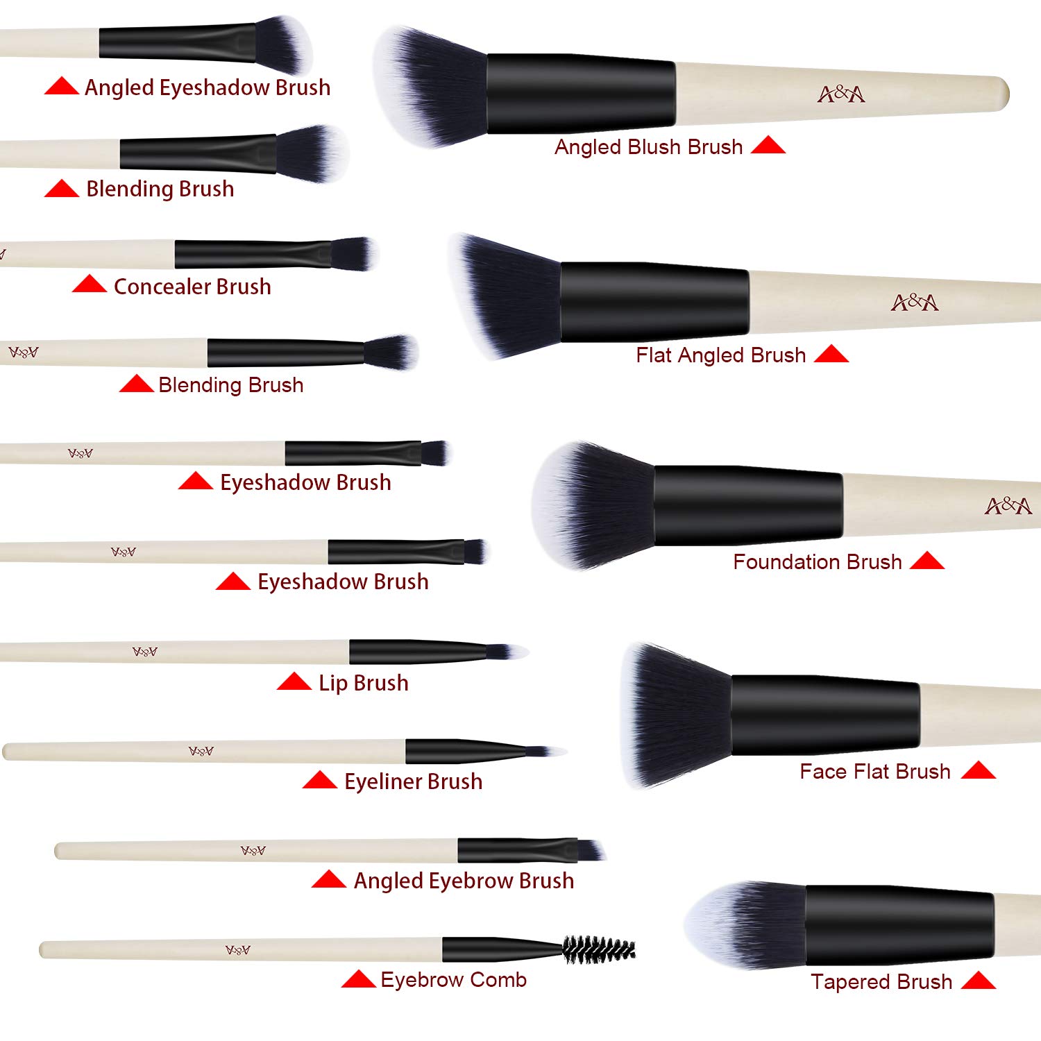 Foundation Makeup Brushes Set - Professional Cosmetic Tools 1 PCS Silicone Face Mask Brush and 15 Pcs are Made of Solid Wood Handle Incarnadine Black