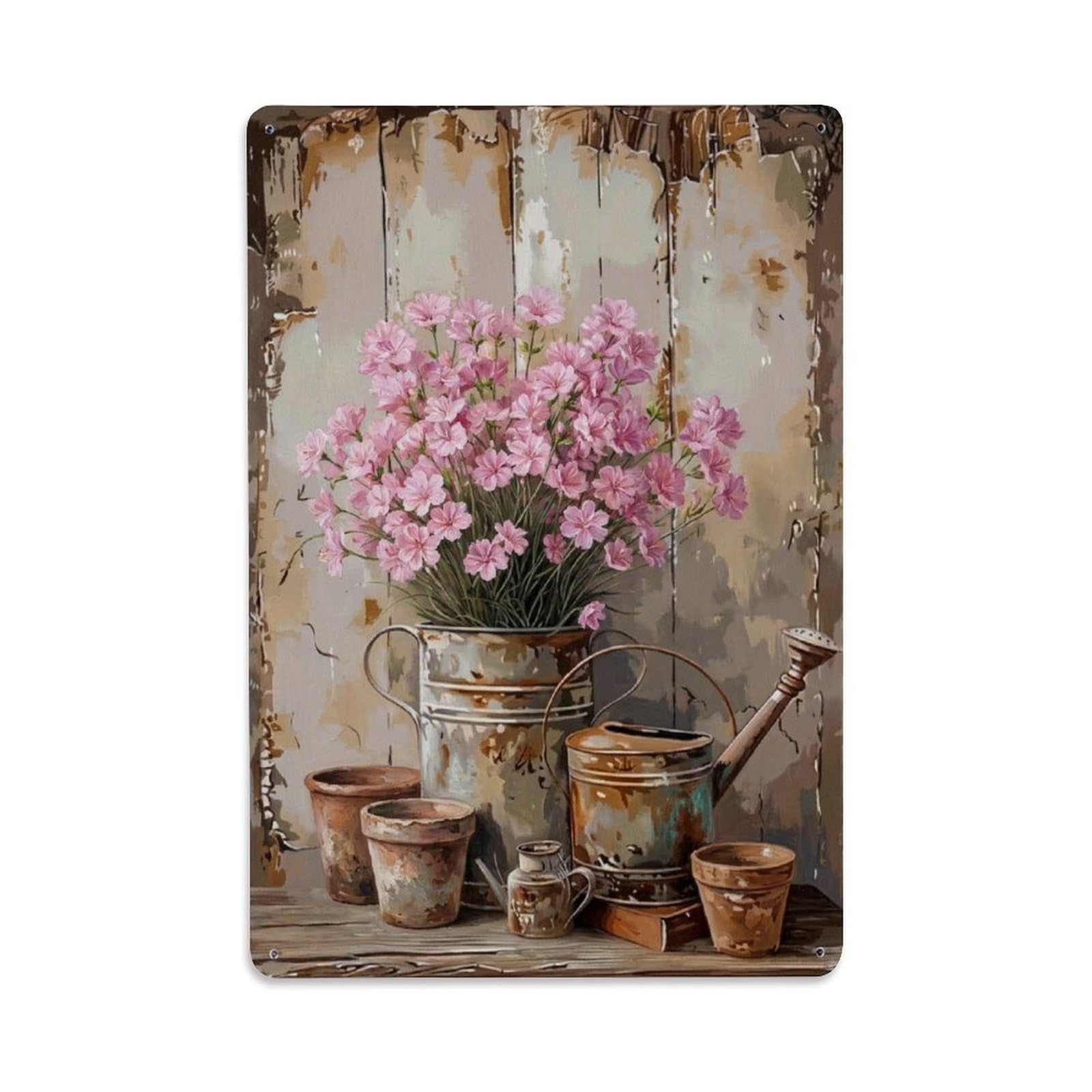 Vintage Flower Bunch Mirabilis Pastoral Aesthetics Metal Tin Sign