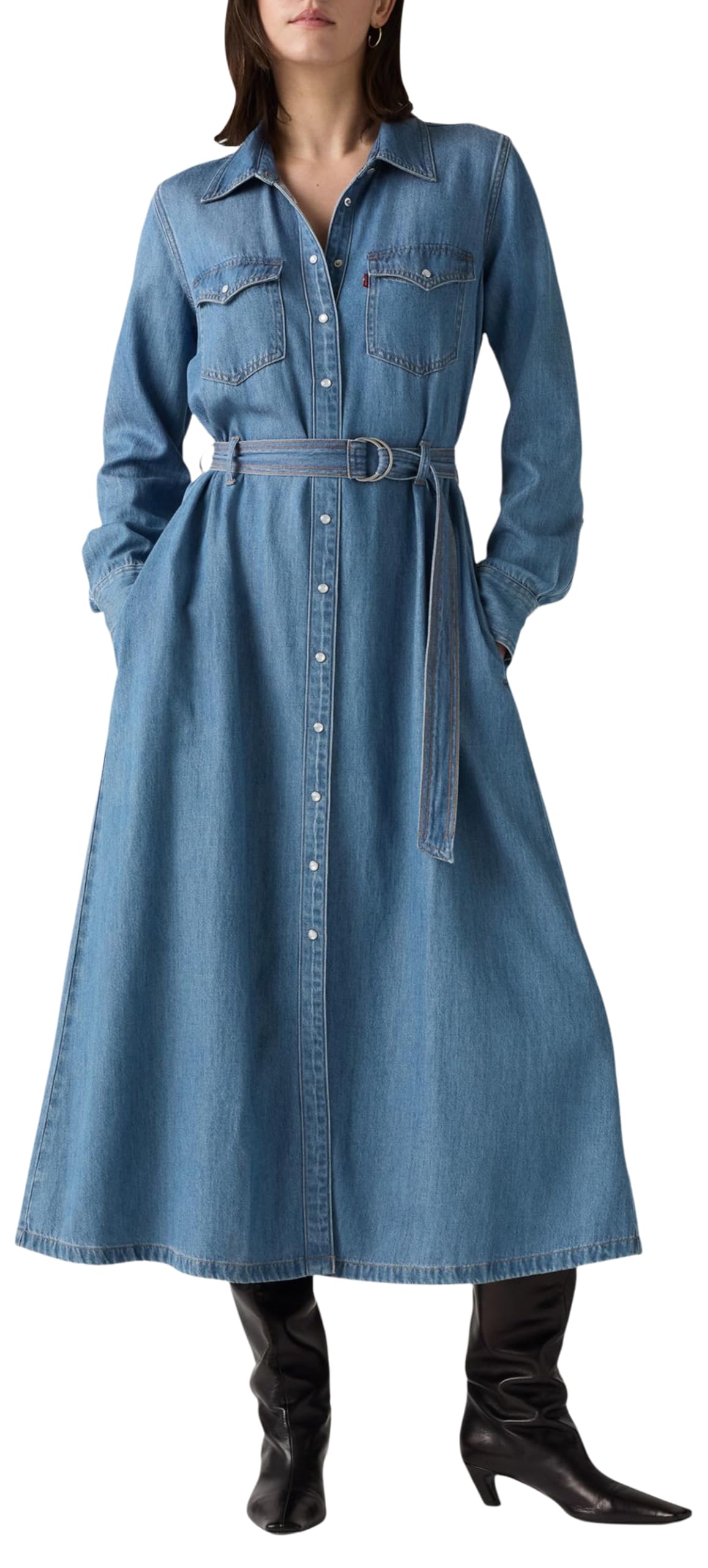 Levi's Quincey LS Maxi Dress Bright Mid Stone, Bright Mid Stone, L