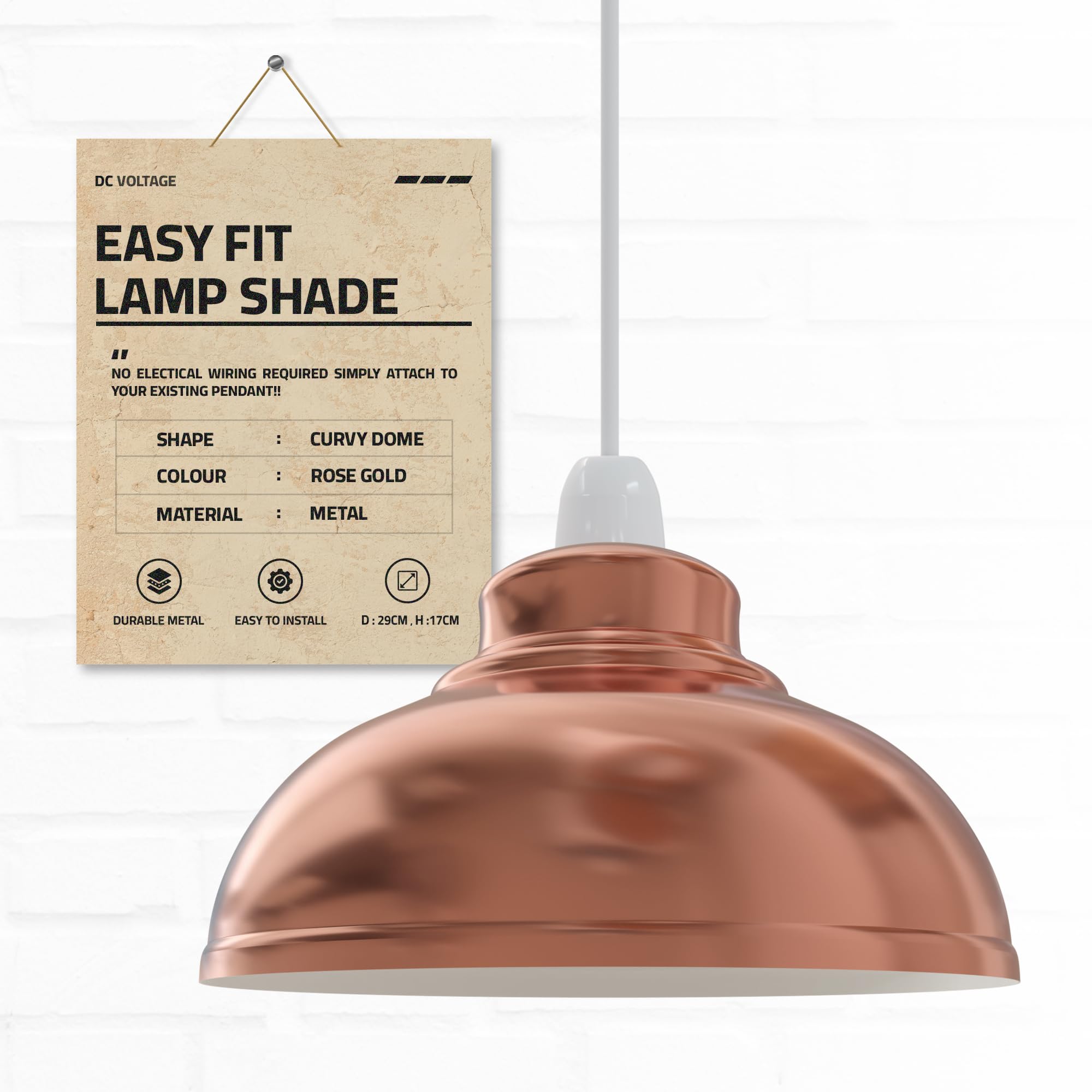 DC VOLTAGE Retro Rose Gold Light Shade Ceiling